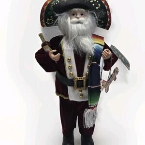 Mariachi Santa Doll with Sombrero, Tequila Bottle, Piñata & Serape – 18” Holiday